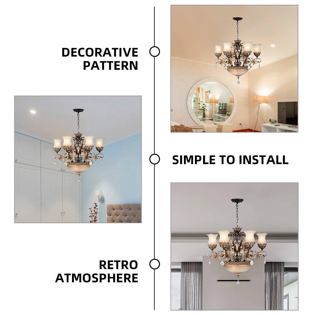 4 Pcs Retro Chandelier Decorative Canopy Pendant Light Ceiling Vintage with Hook Lights Parts Plate Rings Lampshade