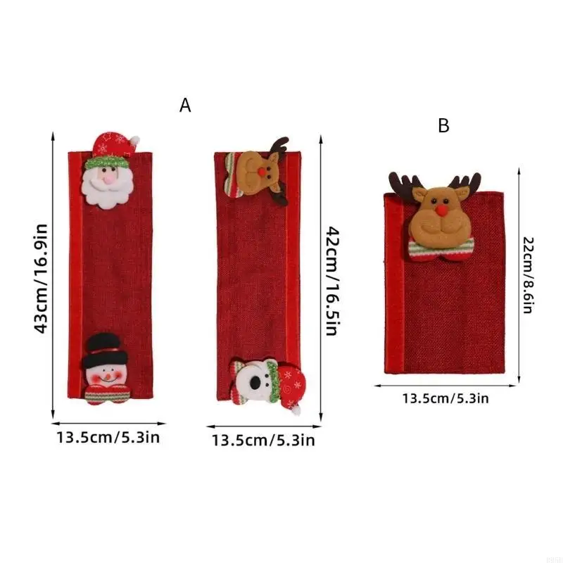 フェスティブ冷蔵庫ハンドルカバー4PCSパッククロス屋内ドアハンドル用のクリスマスキッチンアプライアンス装飾B95B