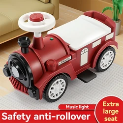 Kids Ride On Train with Lights & Music Under Seat Storage Gift for Toddlers Boys Girls Retro Balance Bike Balance Car Toy