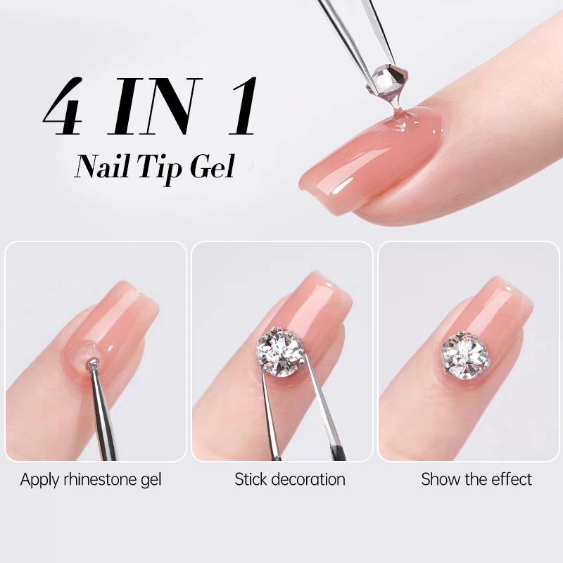 UR SUGAR 15mL Nail Tips Gel for Rhinestones False Nails Super Adhesive Nail Gems Glue for Manicure Base Construction Gel Polish