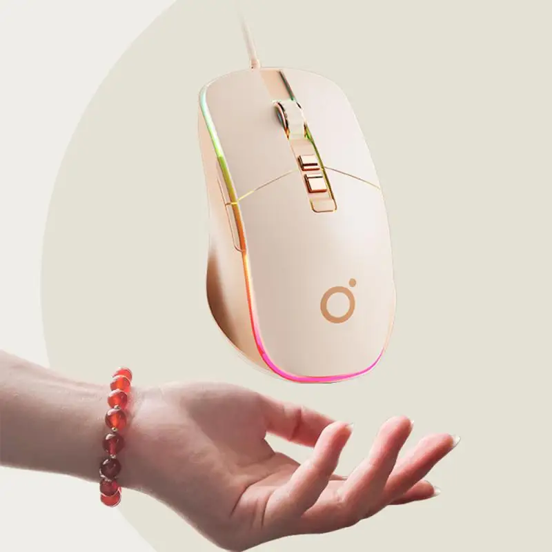 New Right Hand Wired Optical Mouse Ergonomic Gaming Mouse RGB Backlit Mice Mute Computer Office Mause For PC Girl Gamer