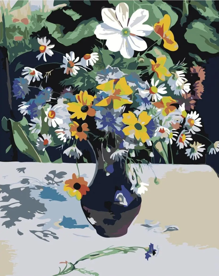 CHENISTORY White and yellow flowers in a vase