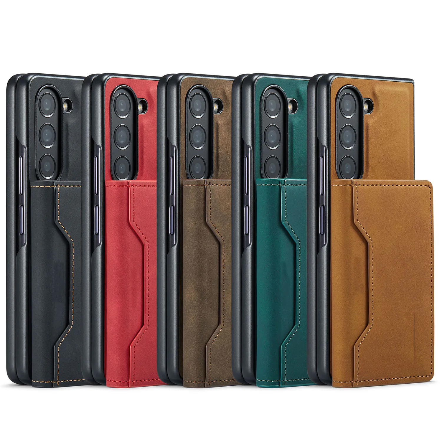 

Case for Samsung Galaxy Z Fold 5 5G 2023, Leather Cover Back Magnetic Removal Card Slot Shockproof Case