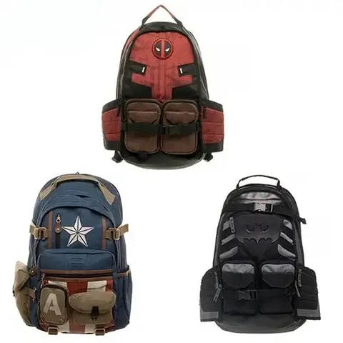 Marvel Avengers Deadpool Captains America Backpack Anime Cartoon Backpacks Outdoor Leisure Travel High Capacity Backpack