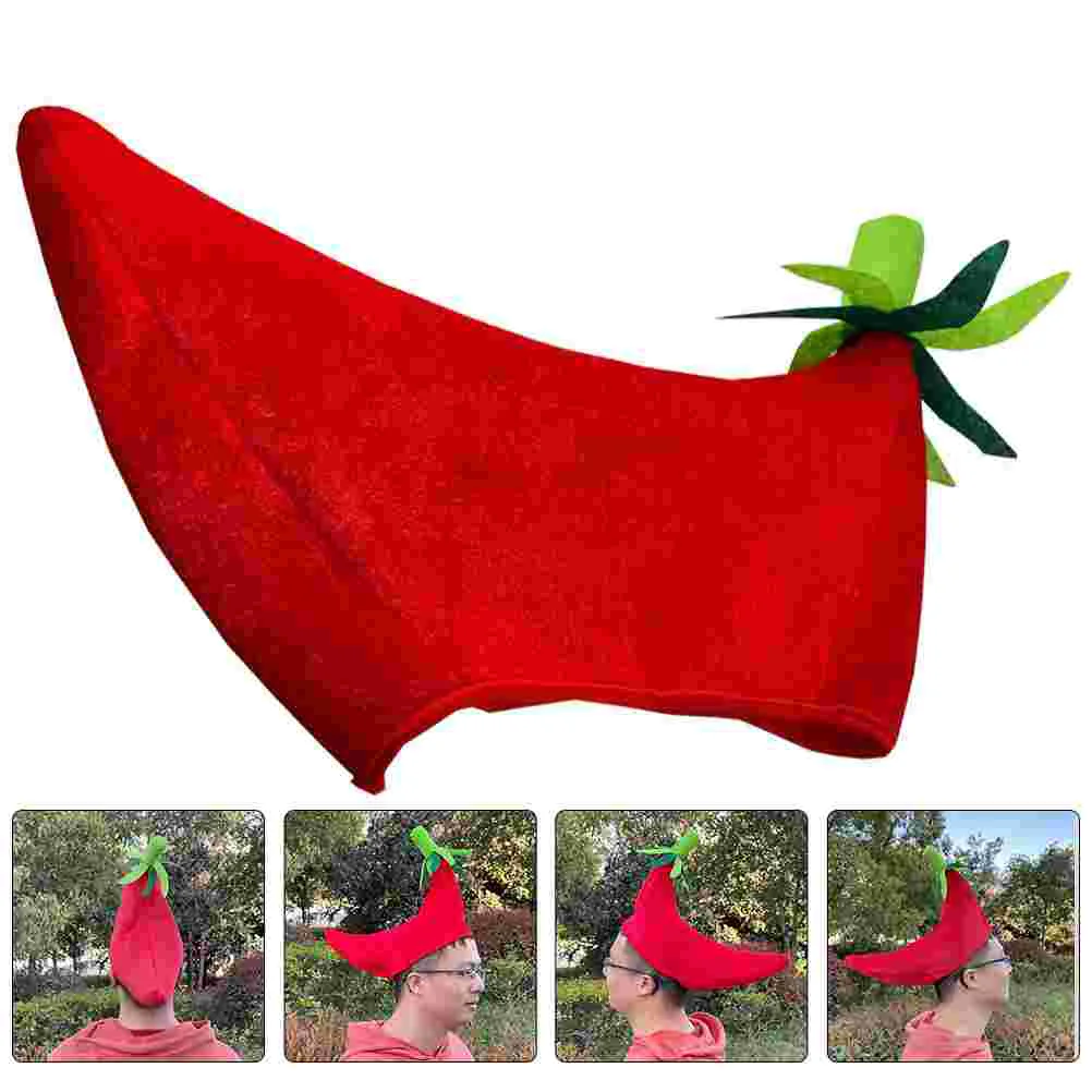 Red Pepper Hat Attractive Party Selfie Cosplay Costume Adult Chili Photo Shoot Cloth Cartoon Prop Headwear Carnival