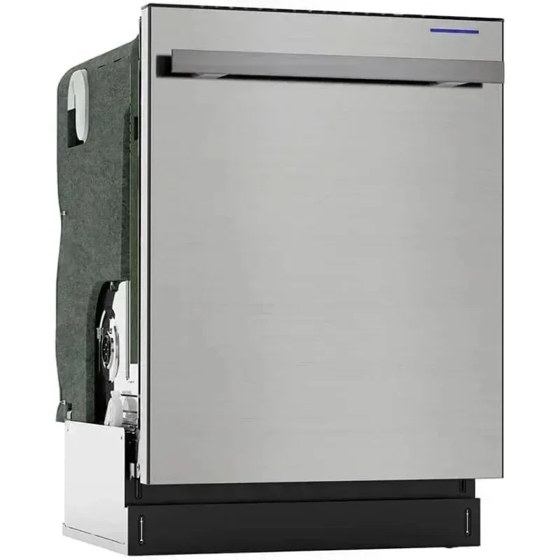 PMD4-SHARP 슬라이드인 식기세척기, 스테인리스 스틸 마감, 24인치 폭, 오염 감지 센서, 프리미엄 화이트 LED 내부 조명, 부드러운 슬라이드