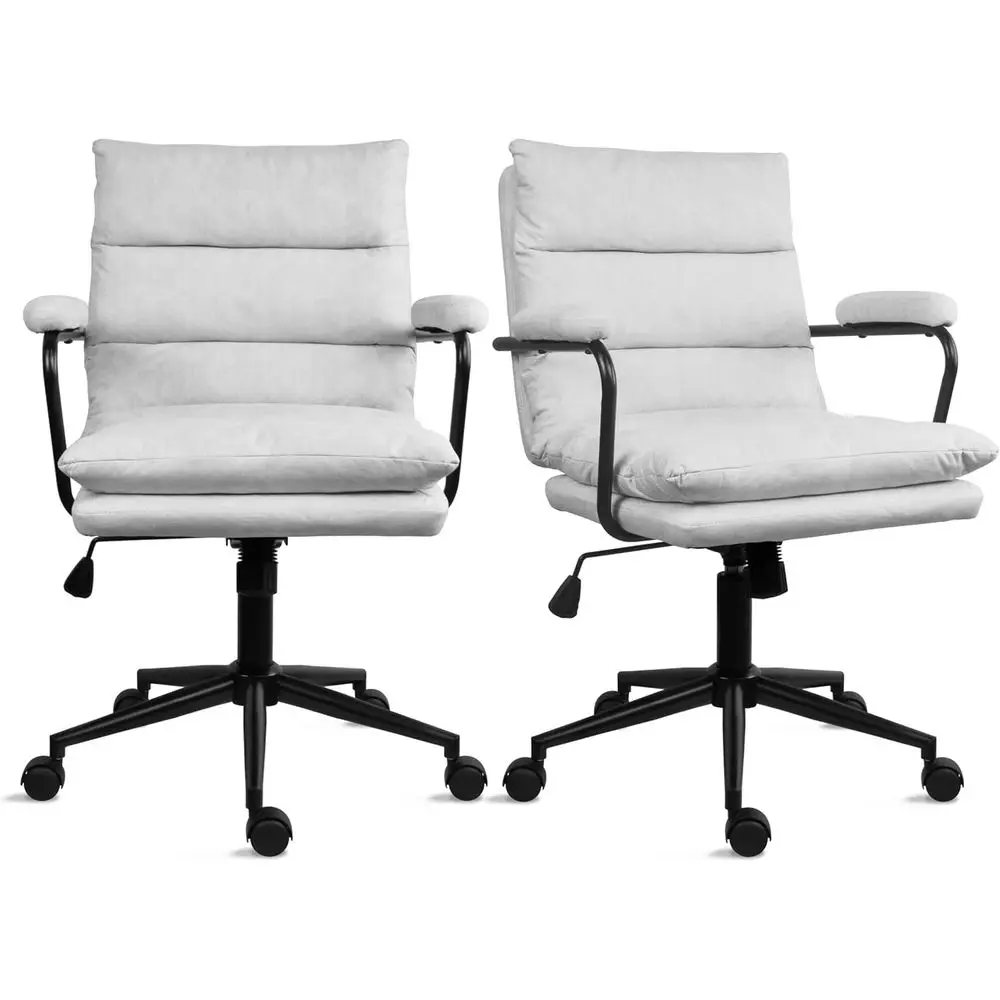 

2-Piece Upholstered Office Chairs with Cushioned Seats and Backs | Sleek Light Gray Design for Home or Office