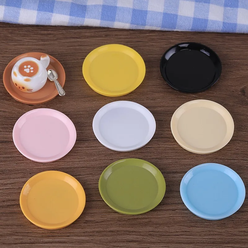 10 Pcs DIY Miniature Plate Simulation Resin Plate Dollhouse Creative Desktop Decoration Tray