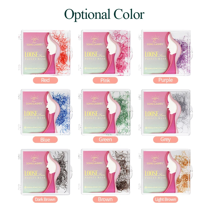 Song Lashes Eyelash Extension Supplies 6D Promade Loose Fans Color Lashes C D Curl Soft Pointy Base