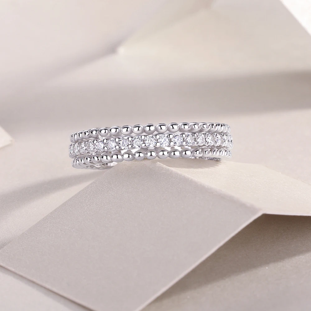 D Color All Moissanite Rings For Women 925 Sterling Silver 18K White Gold Plated Wedding Eternity Bands Sparking Diamond Jewelry