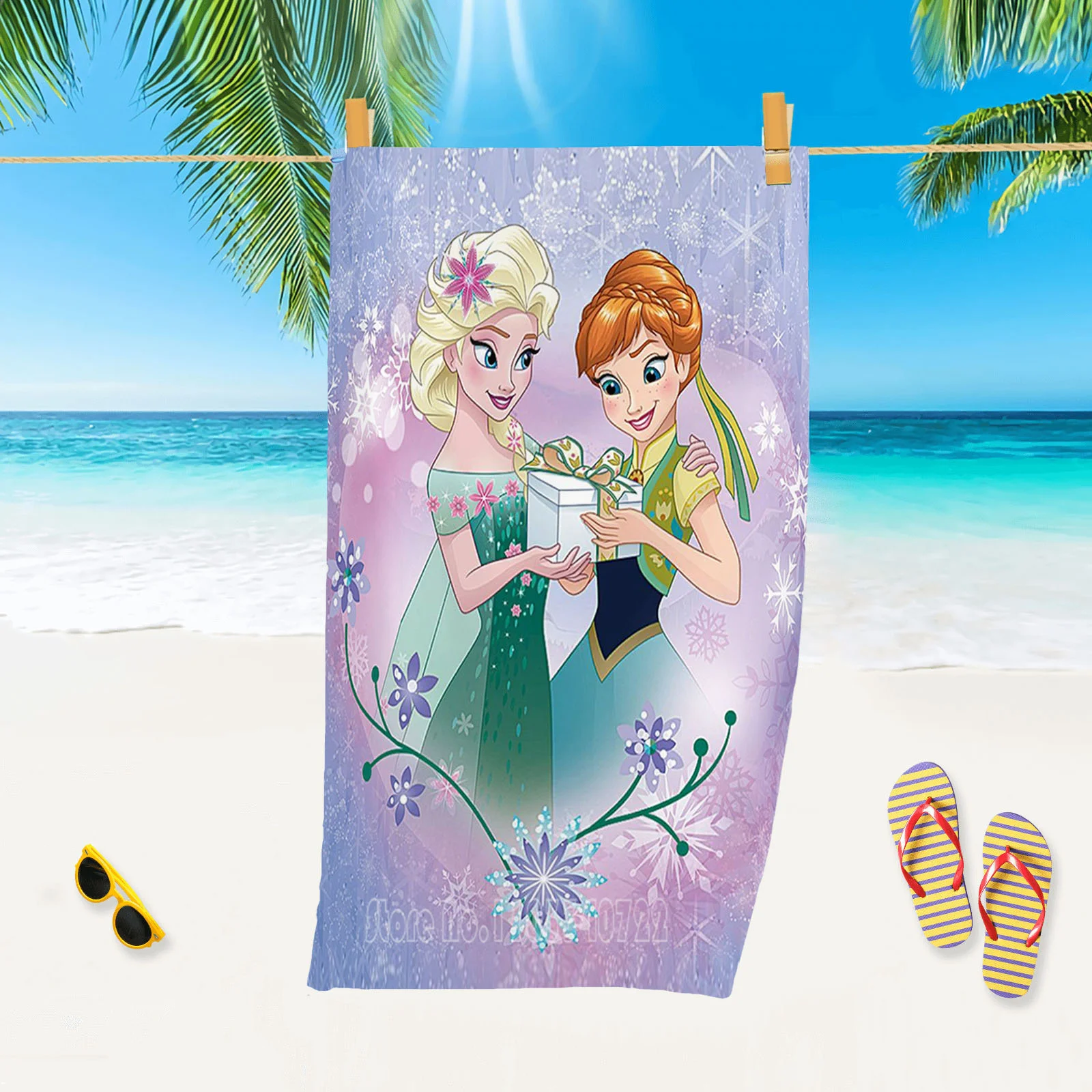 Disney Frozen Princess Beach Towel Elsa Anna Bath Towels Microfiber Swimming Towel Decor for Adults Kids Gift 75x150cm