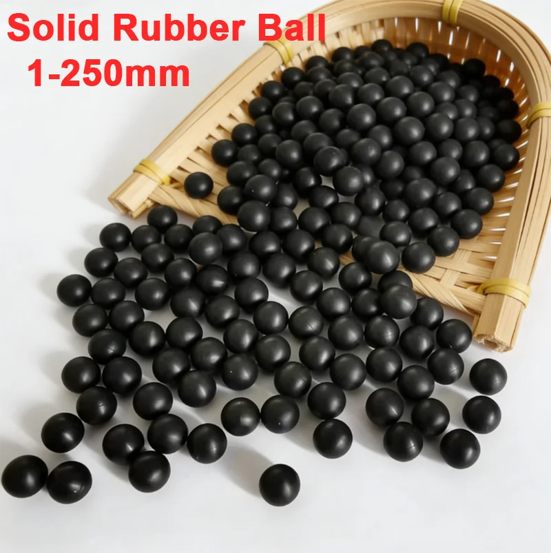 1-500Pcs Black Solid Rubber Bullet Ball 1/2/2.5/3/3.5/4/4.5/4.76/5/5.3/6-80mm Industrial DIY Parts Toy Gun Reusable Rubber Ball