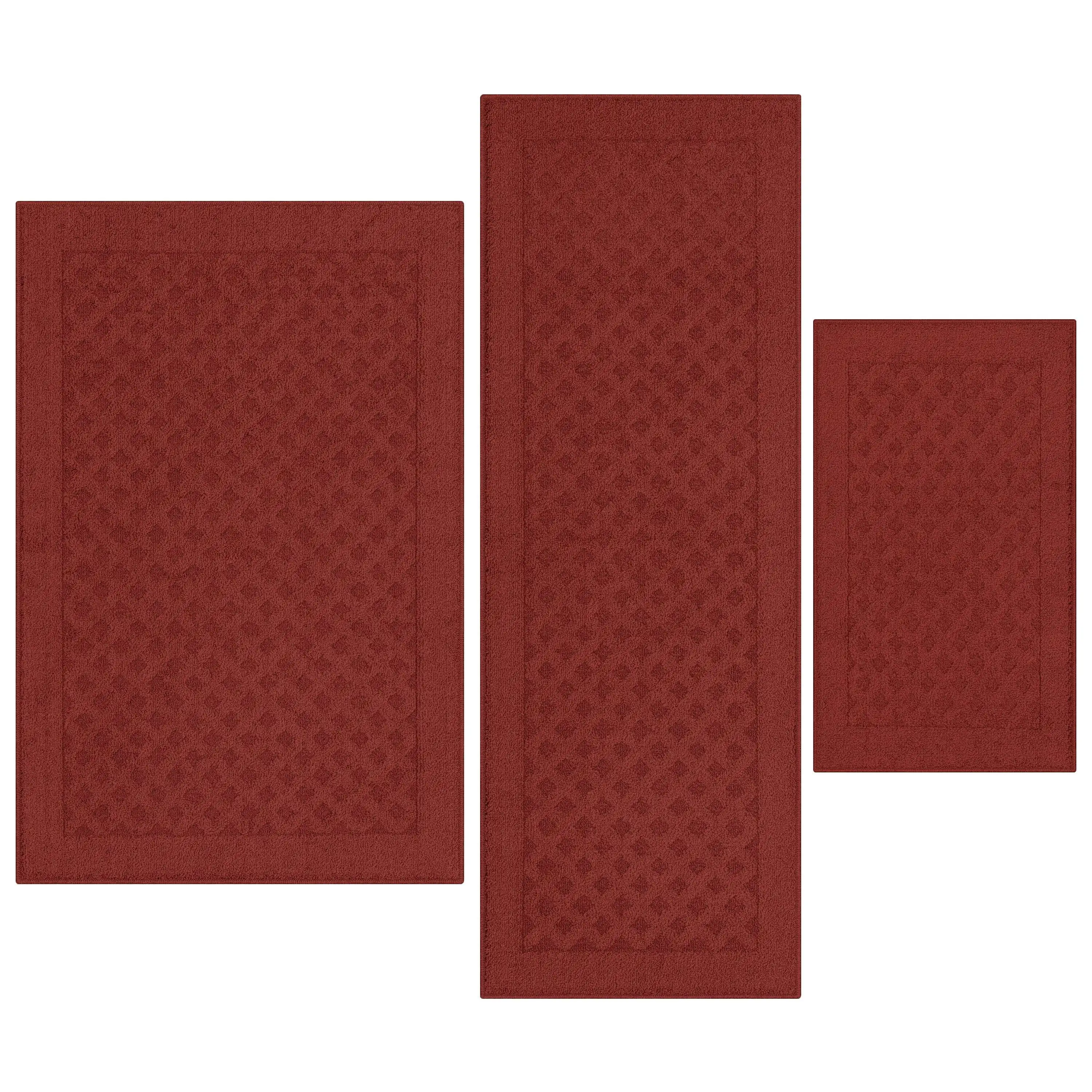 

Dylan Solid Diamond Olefin Red Indoor Rug Set, 3-Piece Accent Rug Set