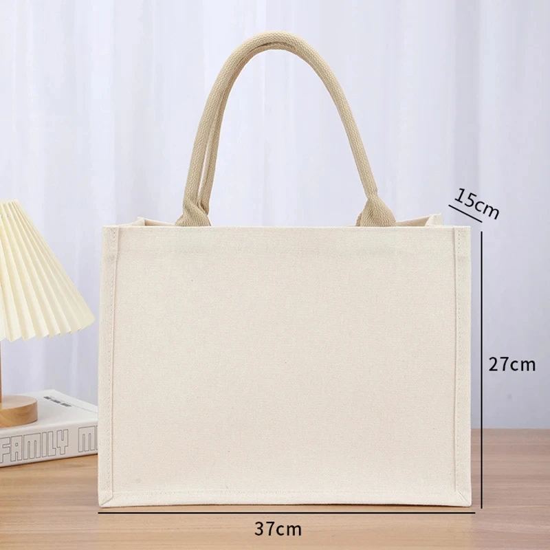 Canvas Bags Shopping bags Portable Tote Eco-Friendly Handbags Grocery Burlap Fabric Bag Coated Cotton Storage Cloth Bag for Gift