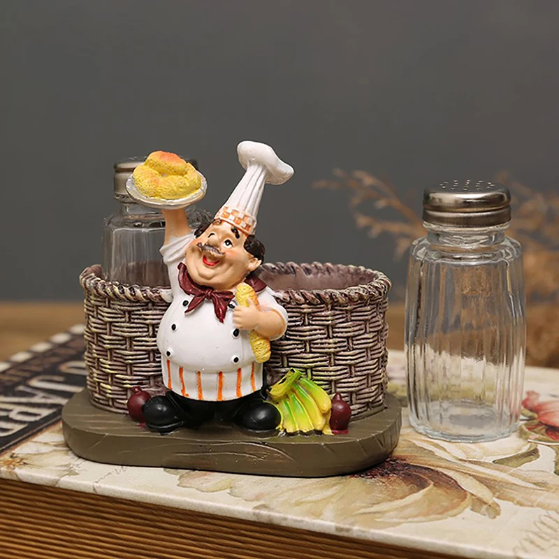 Kitchen Chef Cook Pepper Condiment Bottle Model Statue Miniature Figurine Gifts Crafts Resin Home Decoration Accessories