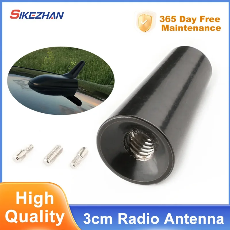 Car Antenna Universal Vehicle Roof Mount Short Antenna 1.2in Aluminum Alloy Car Antenna Replacement Car Accessories