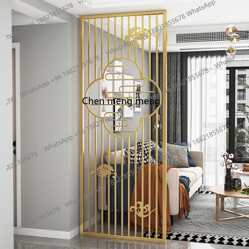 Wrought iron screen stainless steel metal living room simple modern entrance Chinese pattern decoration