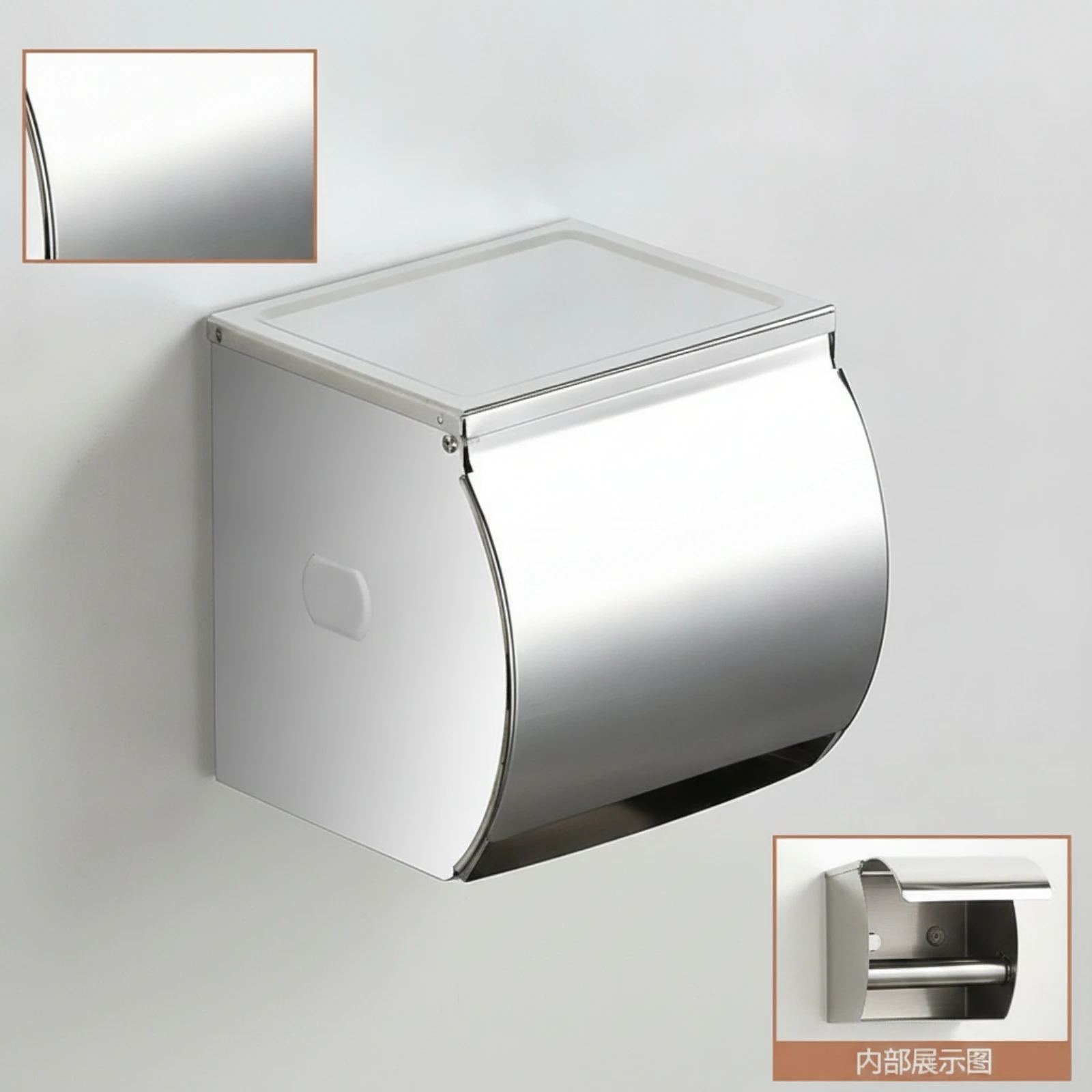 Toilet Tissue Holder with Shelf Waterproof Toilet Tissue Holder Bathroom Organizer Rust-Proof Hardware Dustproof for Washroom