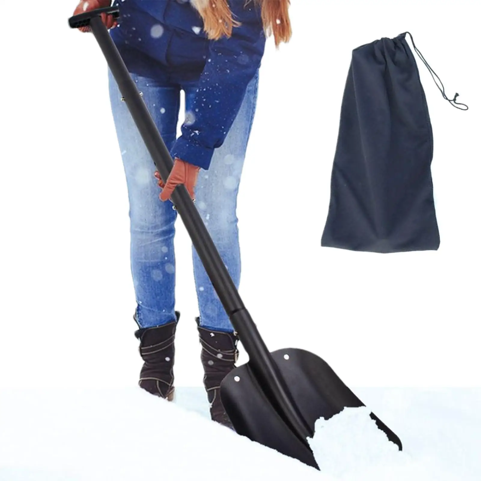 Detachable Telescopic Winter Snow Ice Shovel Portable Aluminum Alloy Snow Shovel Outdoor Courtyard Garden Cleaning Tool