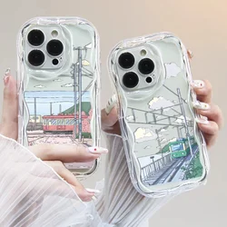 Transparent Case for Samsung A04 A13 A04S A14 A22 A23 A30 A31 A32 A33 A50 A52 A53 A54 A04E 3D Cream Wave Edge Soft Silicon Cover