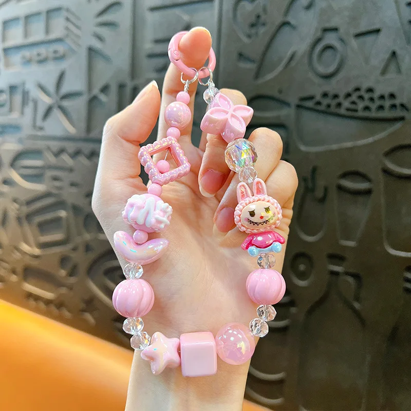 

Kawaii anime rabub beaded mobile phone chain keychain cute bag pendant accessories, girl gifts