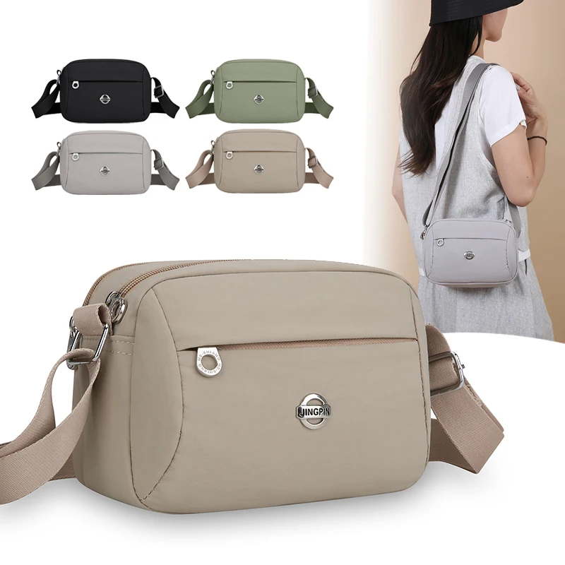 Nylon Fabric Shoulder Bag Women's Waterproof and Wear-resistant Crossbody Messenger Bag Leisure Versatile Light Purses