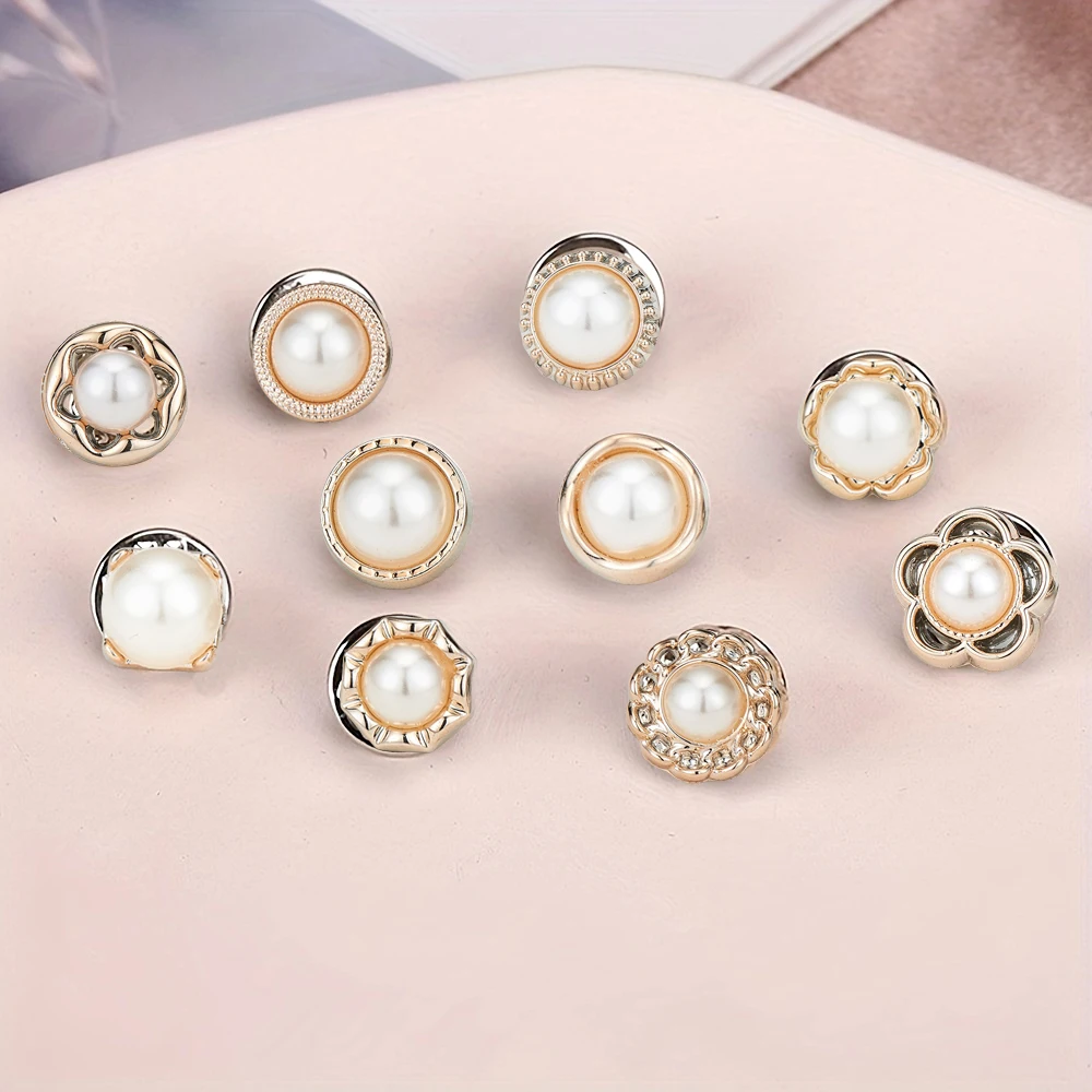 50pcs/box Seamless Pearl Button Nails, Removable Buttons to Prevent Accidental Exposure and Garment Decoration