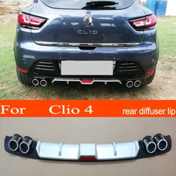 Renault Clio 4 ABS Plastic Silver / Black Car Rear Bumper Rear Diffuser Spoiler Lip for Renault Clio 4