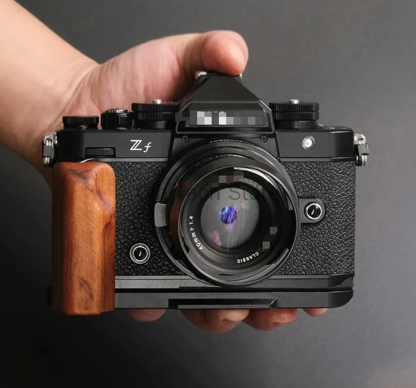 Ebony Walnut Lightweight Wooden Hand Grip Quick Release L Plate Bracket Mount Clamp Tripod Base for Nikon ZF Digital Camera