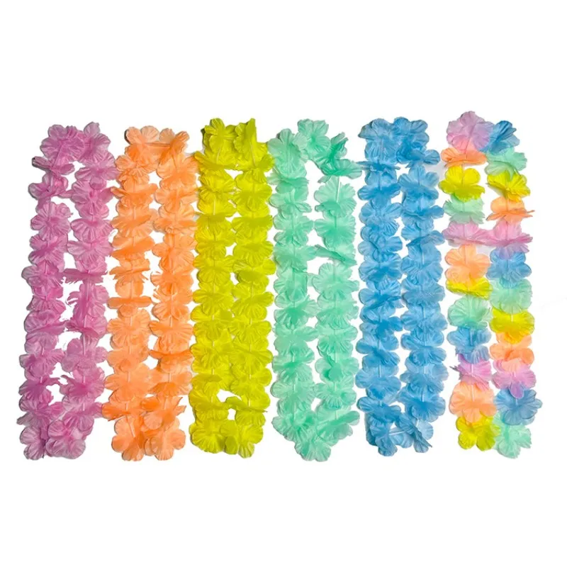 6PCS Hawaii Kranz Party Leis Blumengirlande Hawaiianische Halskette Torpil Hawai Floral Bauernhaus Dekor Hawaiian Stoff