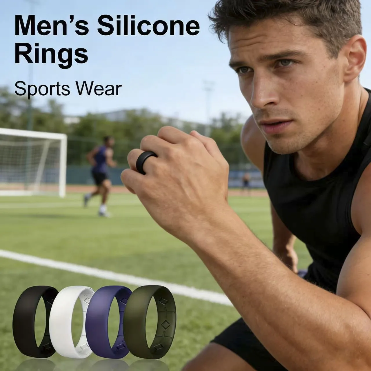 Minimalist Black Silicone Ring for Men