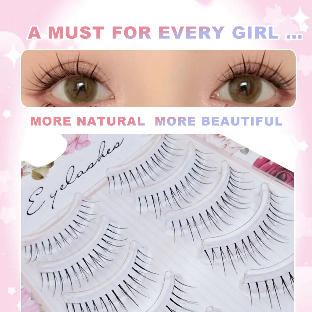 5 Paar natürliche falsche Wimpern, ultraleicht, luftig, handgefertigt, weiche Verlängerungen, einfach zu tragen, für verschiedene Anlässe, künstliche Wimpern, Make-up