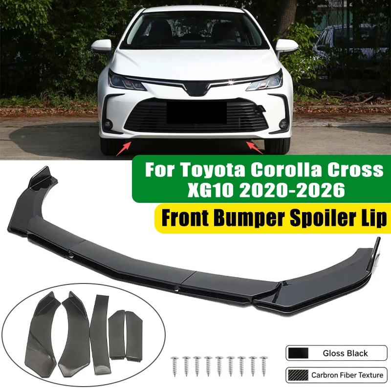 For Toyota Corolla Cross XG10 2020-2026 5Pcs ABS Car Front Bumper Lip Spoiler Splitter Body Kit Canard Tuning Accessories