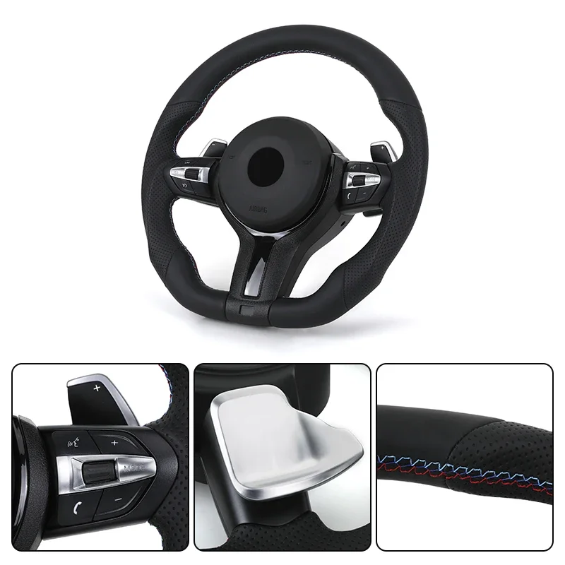 Wide Paddle Half Alcantara Leather M Sport Steering Wheel for BMW F10 F30 F20 F80 F18 M5 F90 F48 X3 F25 X5 F15 F85 X6 F16 F86