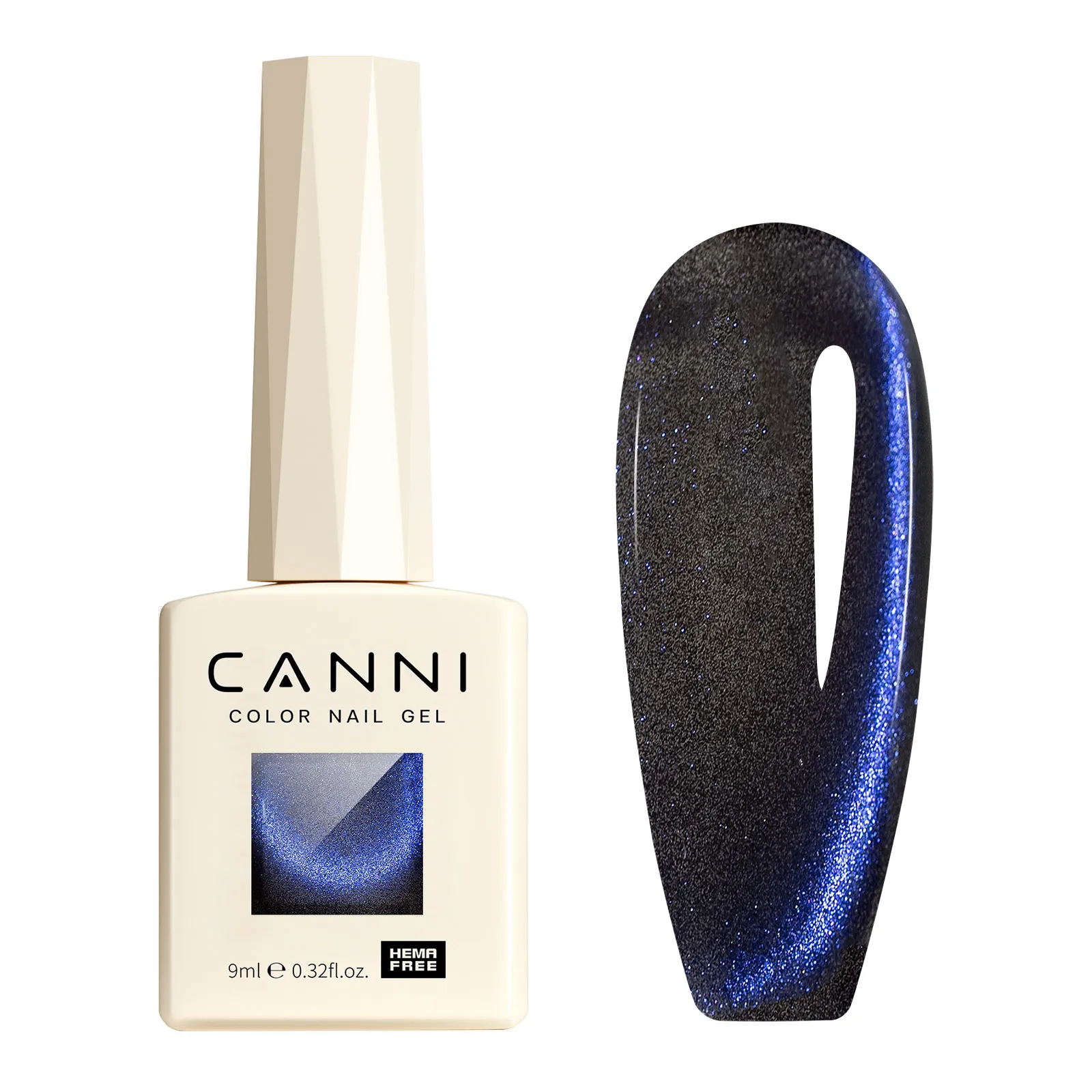 # 8047 CANNI キャットアイジェルネイルポリッシュ TPO/Hemaフリー ソークオフ UV LEDジェル トップコート/ベースコート付き 超光沢グリッターダイヤモンド セミパーマネント 9ML