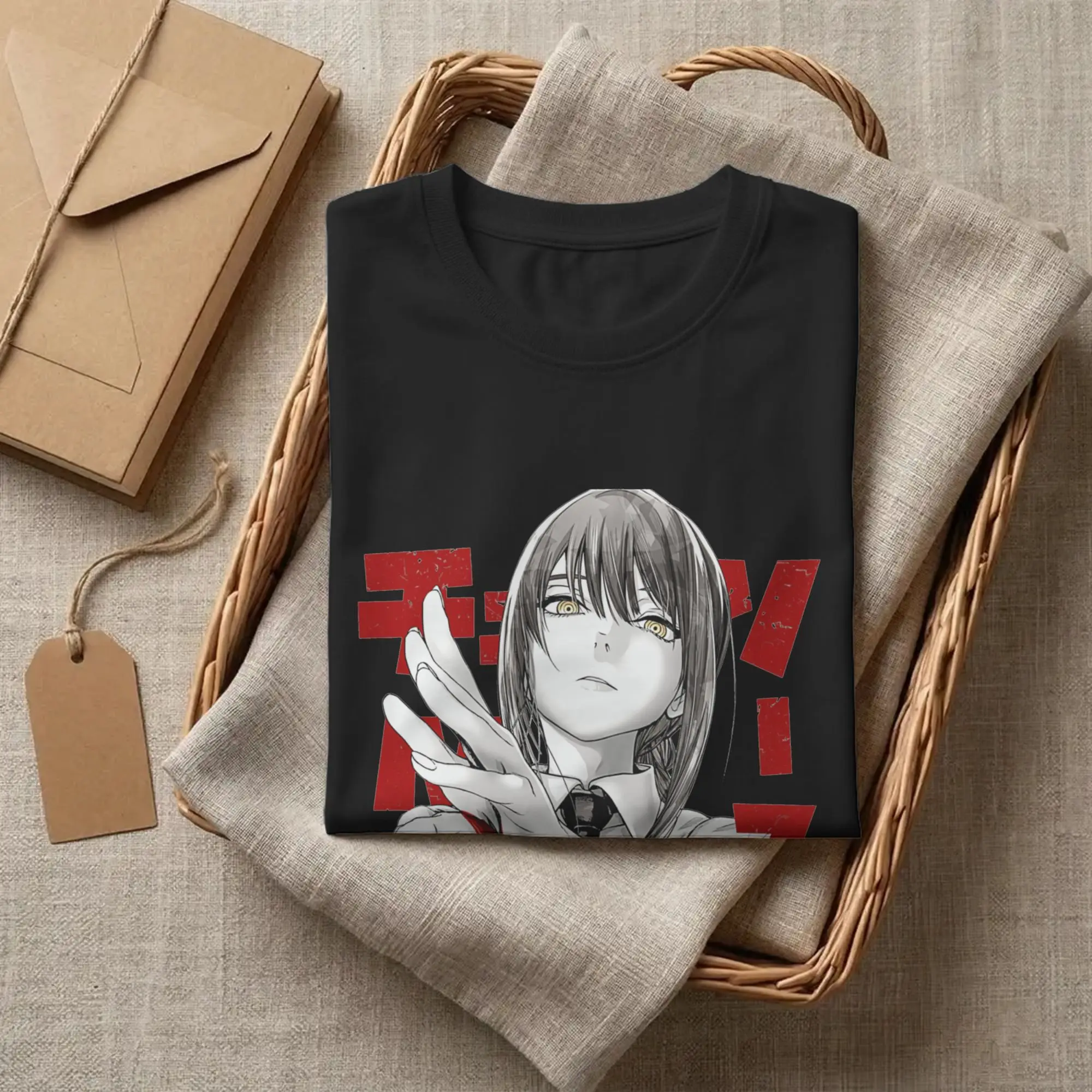 Streetwear Chainsaws Man Makima T-Shirt Herren Rundhals Kurzarm Tops Shirts Japanische Anime Baumwolle Sommer Top T-Shirt – Detail 1