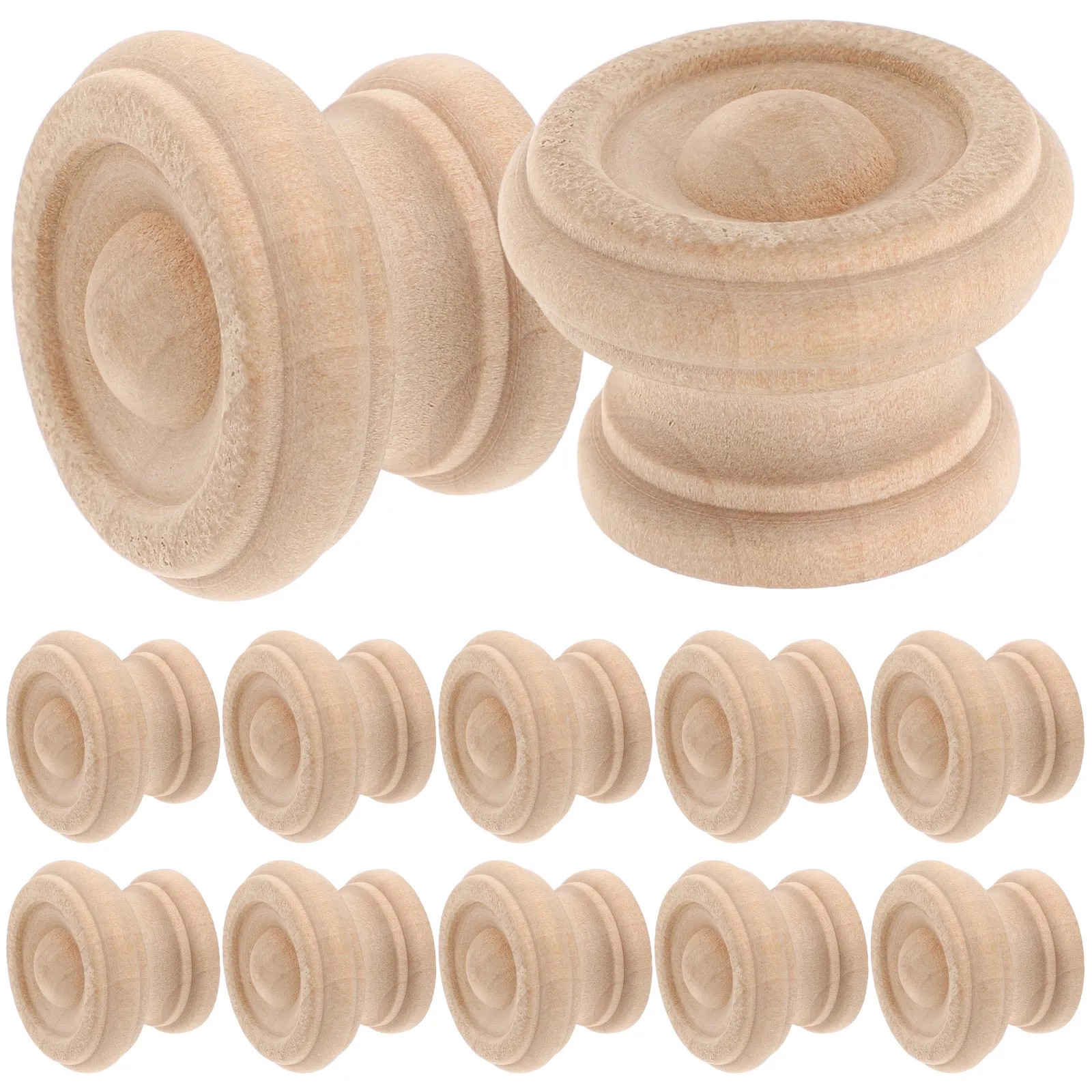 12Pcs Wood Drawer Pulls Natural Unfinished Round Mushroom Knobs for Dresser Drawers Cabinets Doors Easy Install DIY Home Upgrade