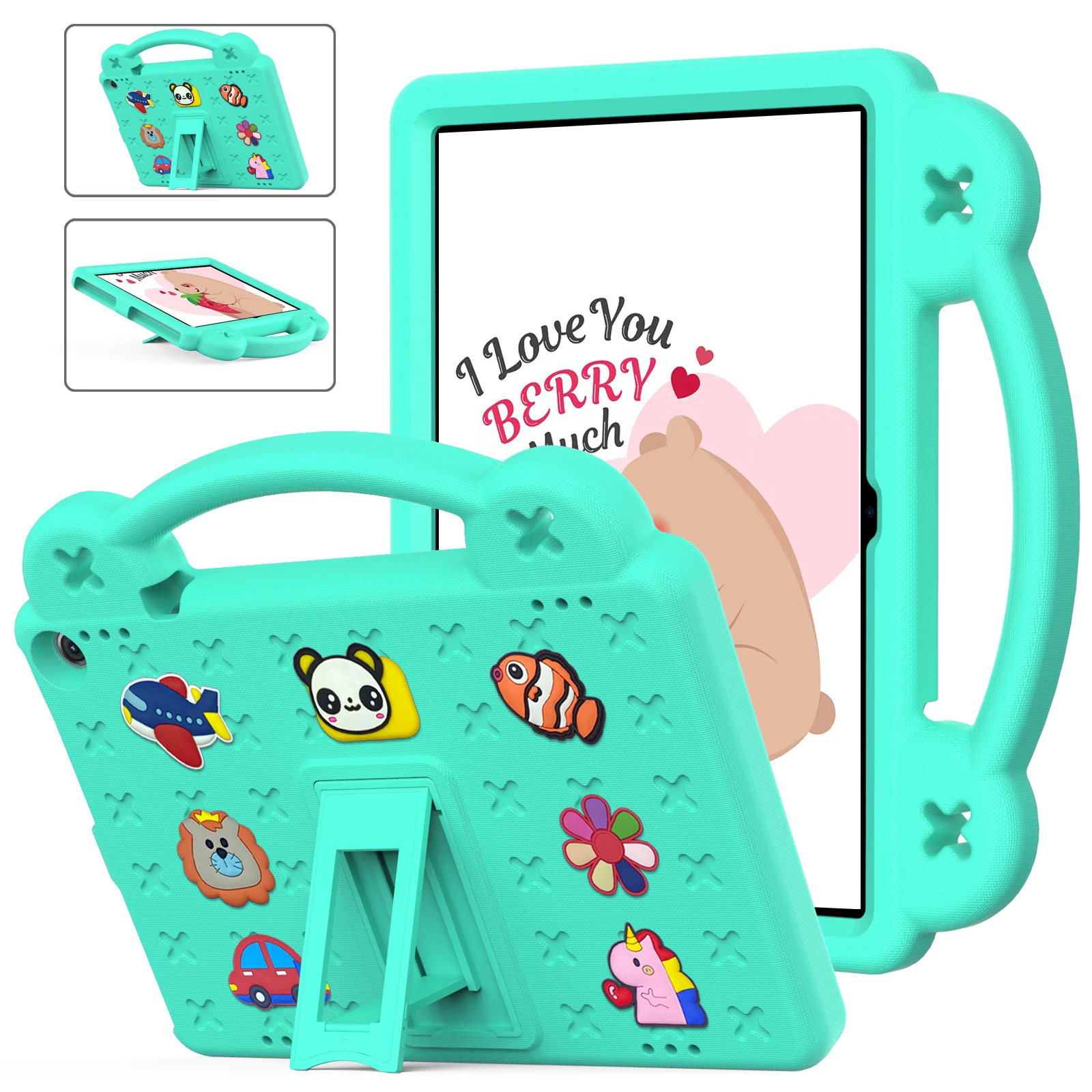 EVA Kickstand Case Universal For Amazon Fire HD 10 Plus 2023 2021 10.1 inch 13th 11th Generation Kids Cute Bear DIY Funda Cover view 3