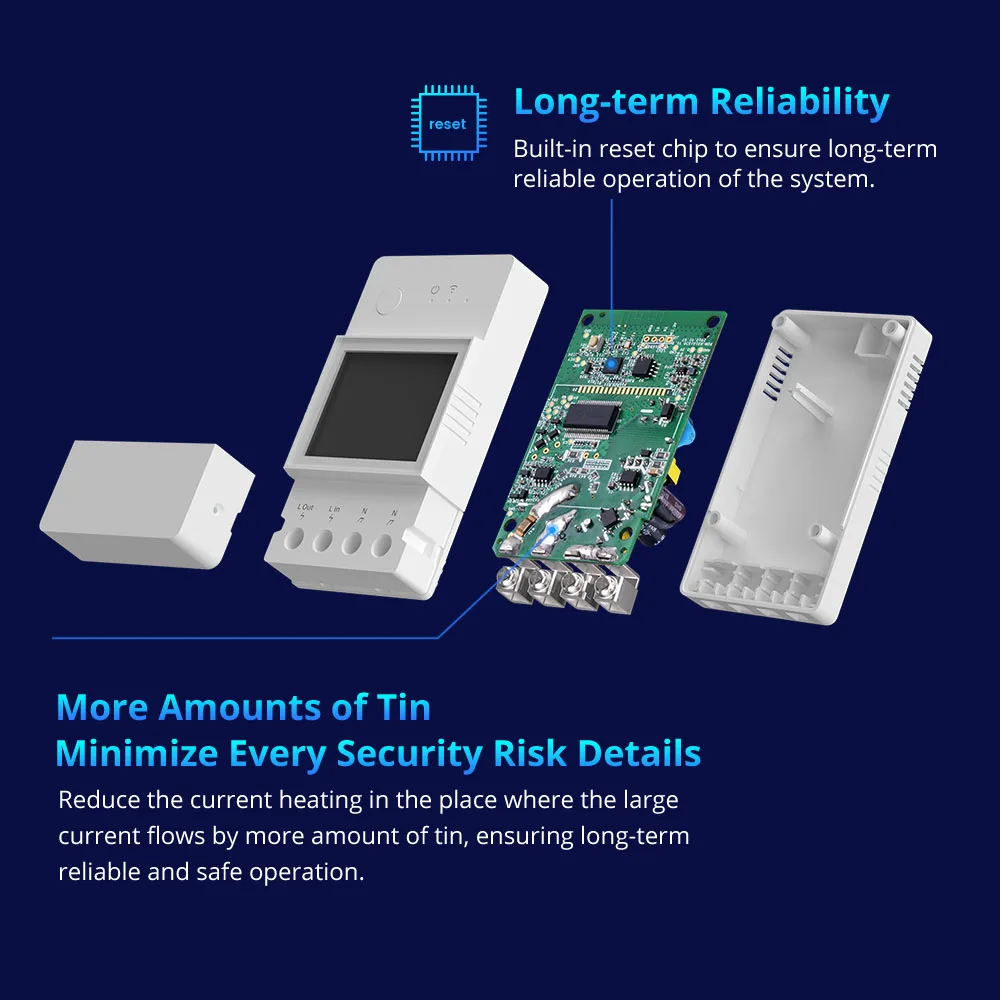 SONOFF-medidor de potencia POW Elite, interruptor inteligente con Chip ESP32, pantalla LCD, protección contra sobrecarga a través de eWeLink, Alexa