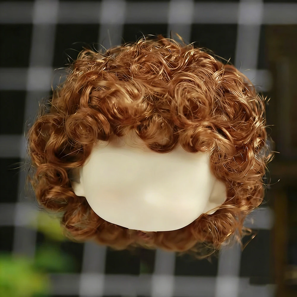 High quality Muziwig 1/8 BJD SD DD doll wig soft fiber Brown Golden curls Cute short Hair for ob11 doll Doll accessories Toy wig