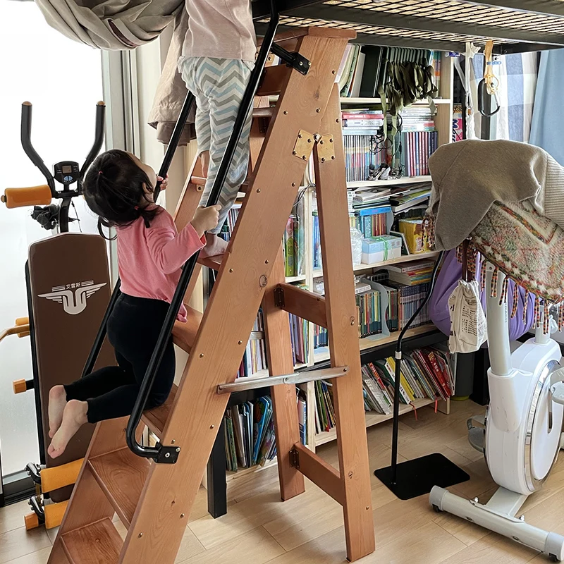 

Attic solid wood escalator climbing ladder household folding staircase indoor and outdoor ladder thickened herringbone ladder mo