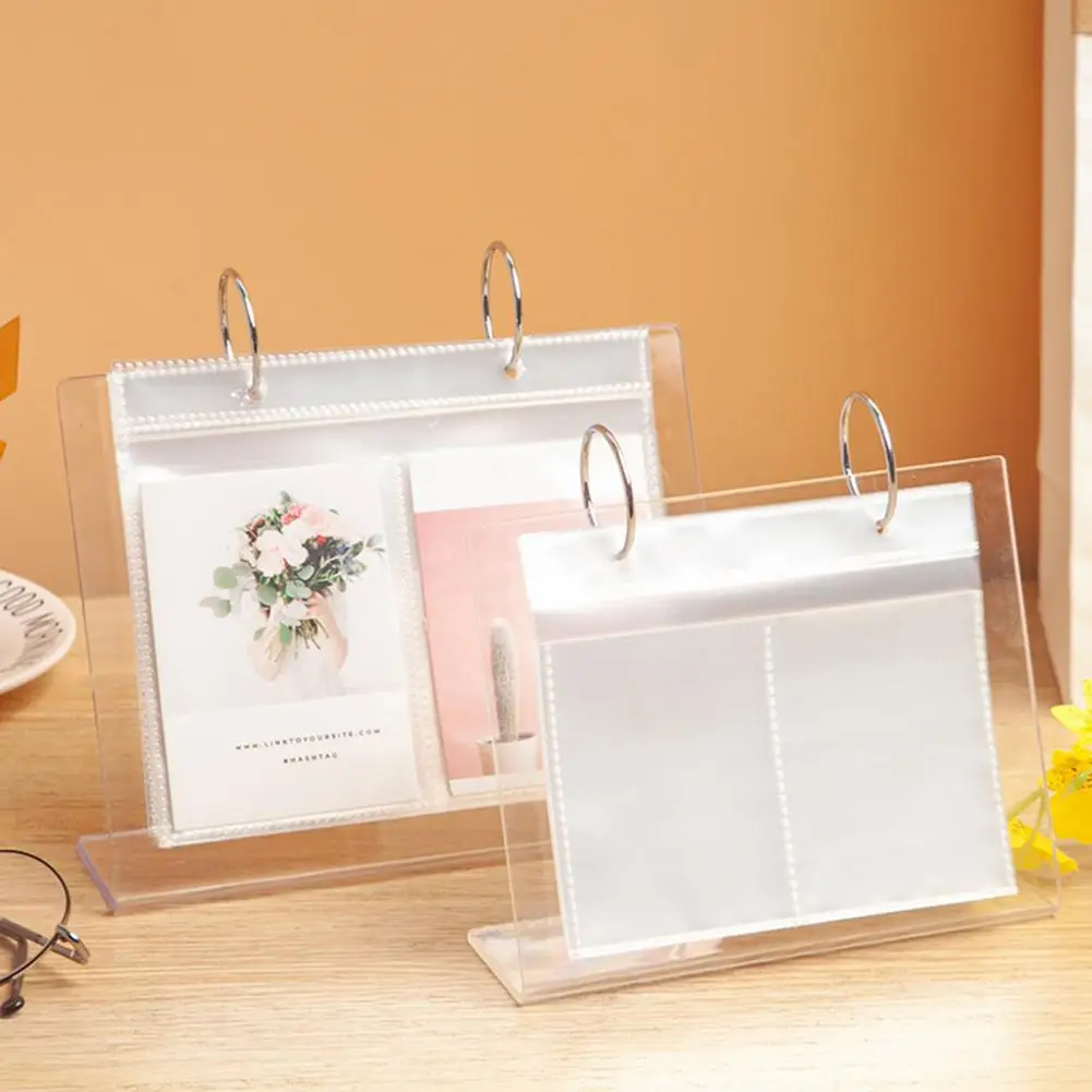 Mini Desk Photo Album Photo Display Stand Acrylic Desktop Photo Album Display Stand with Flip-up Mini Book for 3-6 for Home