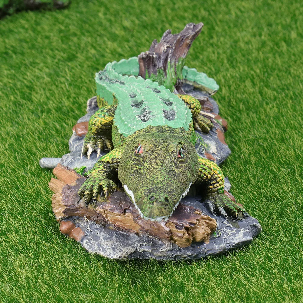 

Aquarium Crocodile Air Bubbler Resin Decor Fish Tank Landscape Prop Non Toxic Waterproof Ornament for Natural Aquatic Atmosphere