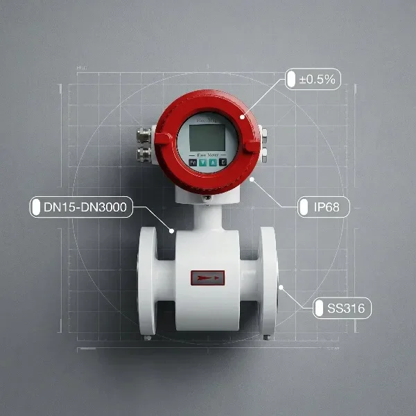 DN50 DN150 OEM Flange Connection 8 Inch Diameter Water Electromagnetic Flowmeter with 0.2% Accuracy for Wastewater Treatment