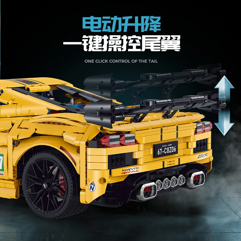 GULY 10622 3372pcs 1:8 Race Car Building Block Toy MOC Tech Supercar Motor Model DIY Sports Car Bricks Toys for Boys Birthday