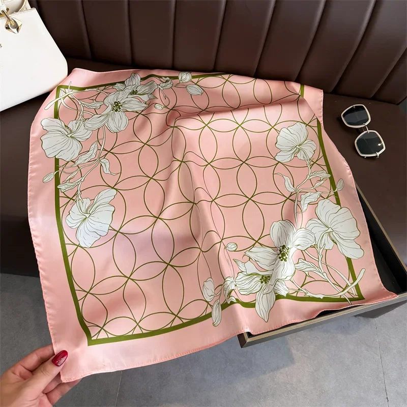 Nowa Jedwabna Apaszka Szal Damski Jedwabny Kwadratowy Szalik Torebka Luksusowe Szaliki dla Kobiet Designerska Jedwabna Chusta na Głowę Bandana