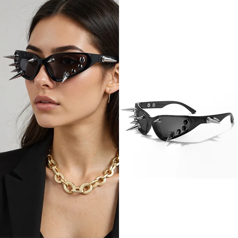 Cyberpunk DIY Unisex Übertriebene Sonnenbrille Niete Motorrad Stil Hip Hop Streetwear Brille Handgemachte Optische Brillen – Detail 10