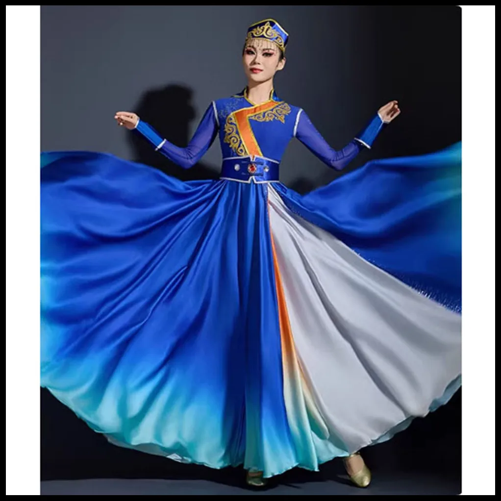 Adult Ethnic Minority Clothing Performance Costume, Flowing Big Skirt, Art Exam Performance Costume