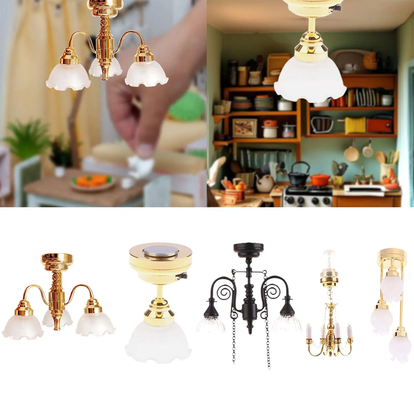 Lampadario per casa delle bambole Decorazioni per casa delle bambole Regali di compleanno Forniture fai da te Foto Prop Giochi di imitazione Giocattolo Artigianato per la cucina dell'ufficio