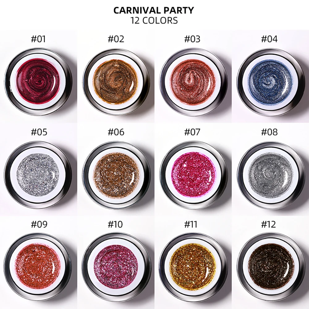 Vendeeni 12 Color Japanese Style Glitter Platinum Gel Nail Polish Party Orgy Sparkling UV Soak Off Gel Varnish Shiny Gel Lacquer